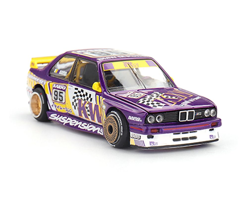 MINI GT M3 Kaido KW V1#95 Purple and Yellow with Graphics (Designed by Jun Imai) Kaido House Special 1/64 Diecast Model Car KHMG194