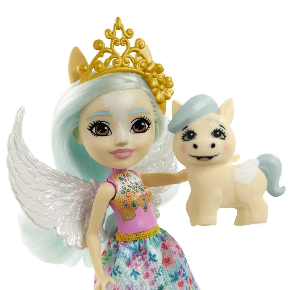 Enchantimals Paolina Pegasus Doll (6-in/15.2-cm) & Wingley Animal Friend Figure from Royals Collection, Small Doll with Removable Skirt and
