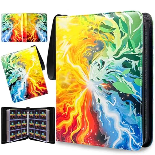 Trading Card Binder for TCG Cards, 9-Pocket Portable Card Collector Ablum Holder Book Fits 900 Cards with 50 Removable Sleeve, Waterproof Card Binder