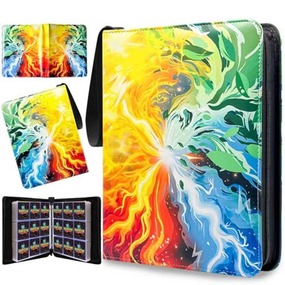 Trading Card Binder for TCG Cards, 9-Pocket Portable Card Collector Ablum Holder Book Fits 900 Cards with 50 Removable Sleeve, Waterproof Card Binder
