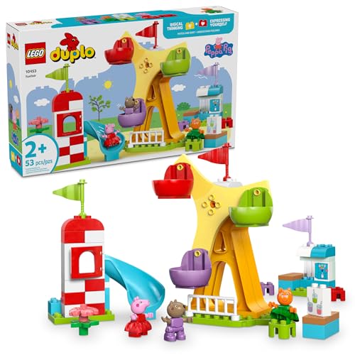 LEGO DUPLO Peppa Pig Funfair Toddler Toy - Sensory Toy Featuring Peppa Pig - Fun Gift for 2+ Year Old Boy or Girl - Helps Preschoolers Develop Color