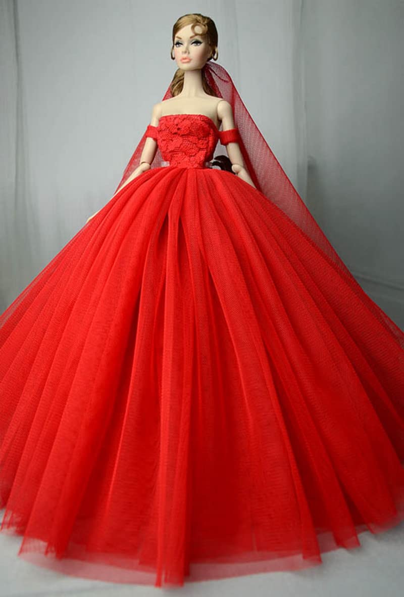 Bridal Doll Clothes Wedding Dress for 11.5inch Girl Doll Outfits Party Princess Gown 1/6 Dolls Accessories (Style F)
