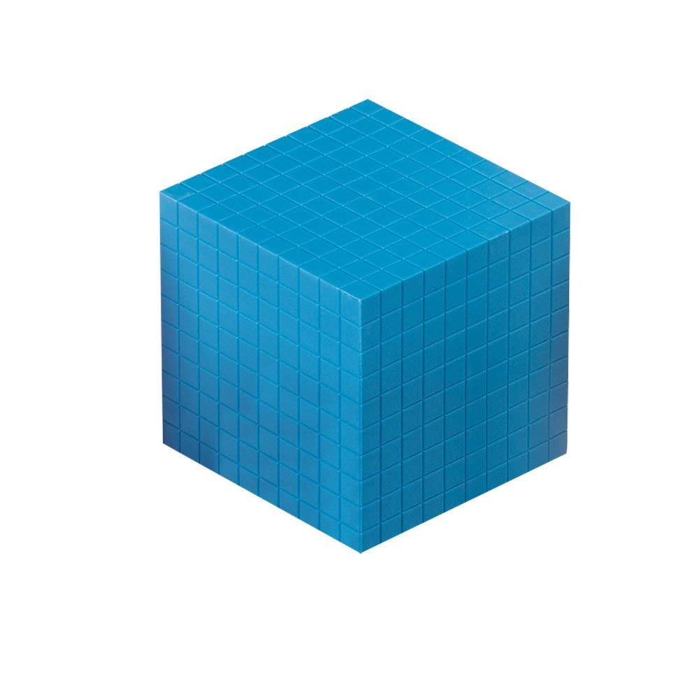 hand2mind Blue Plastic Base Ten Blocks Cube, Place Value Blocks, Counting Cubes for Kids Math, Base Ten Blocks Classroom Set, Math Blocks