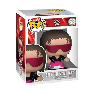 Funko Bitty POP! WWE - 4 Pack - Bret “Hit Man'' Hart, Shawn Michaels, “Mean'' Gene Okerlund, and A Surprise Mystery Mini Figure (2.2 Cm)