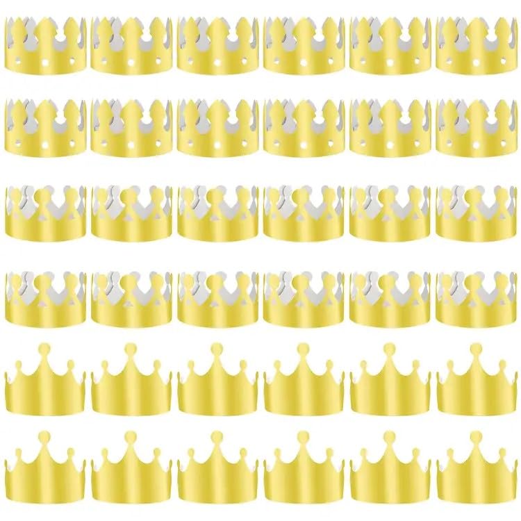 TUPARKA 36 PCS Paper Crowns Hat Gold Foil Crowns Paper Party Hat for Birthday Party, Baby Shower