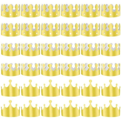 TUPARKA 36 PCS Paper Crowns Hat Gold Foil Crowns Paper Party Hat for Birthday Party, Baby Shower