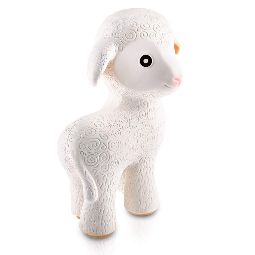 CaaOcho Pure Natural Rubber Teething Baby Toy - Mia the Lamb Teether for Babies, BPA Free Baby Toy, All Natural Teething Toys for Babies 0-6, Safe