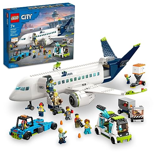 LEGO City Passenger Airplane Toy - Building Set for Boys & Girls, Ages 7+ - Educational Gift for Kids - W/Buildable Vehicle Toys & 9 Minifigures
