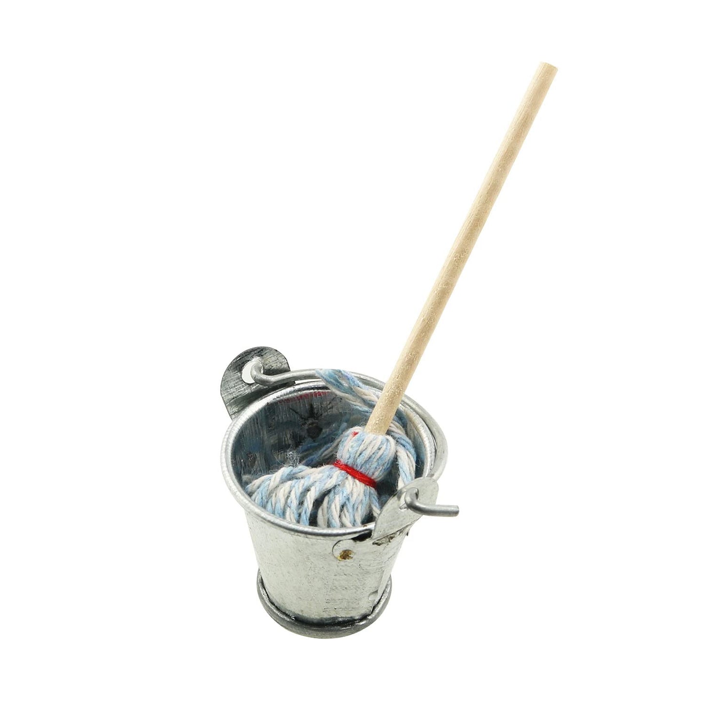 Mini Cleaning SetFloor Mop with Galvanized Bucket TAODAN 1Set Miniature 1:12 Scale Fairy Garden Furniture Retro Vintage Mop with Bucket Dollhouse