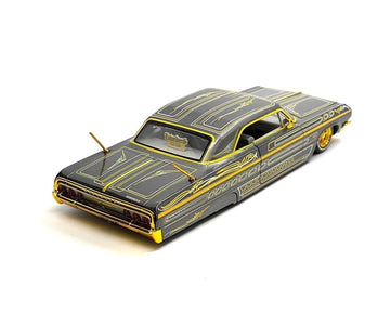 1964 SS Lowrider Gray Metallic with Gold Graphics Lowriders Design Series 1/26 Diecast Model Car 32547GRY