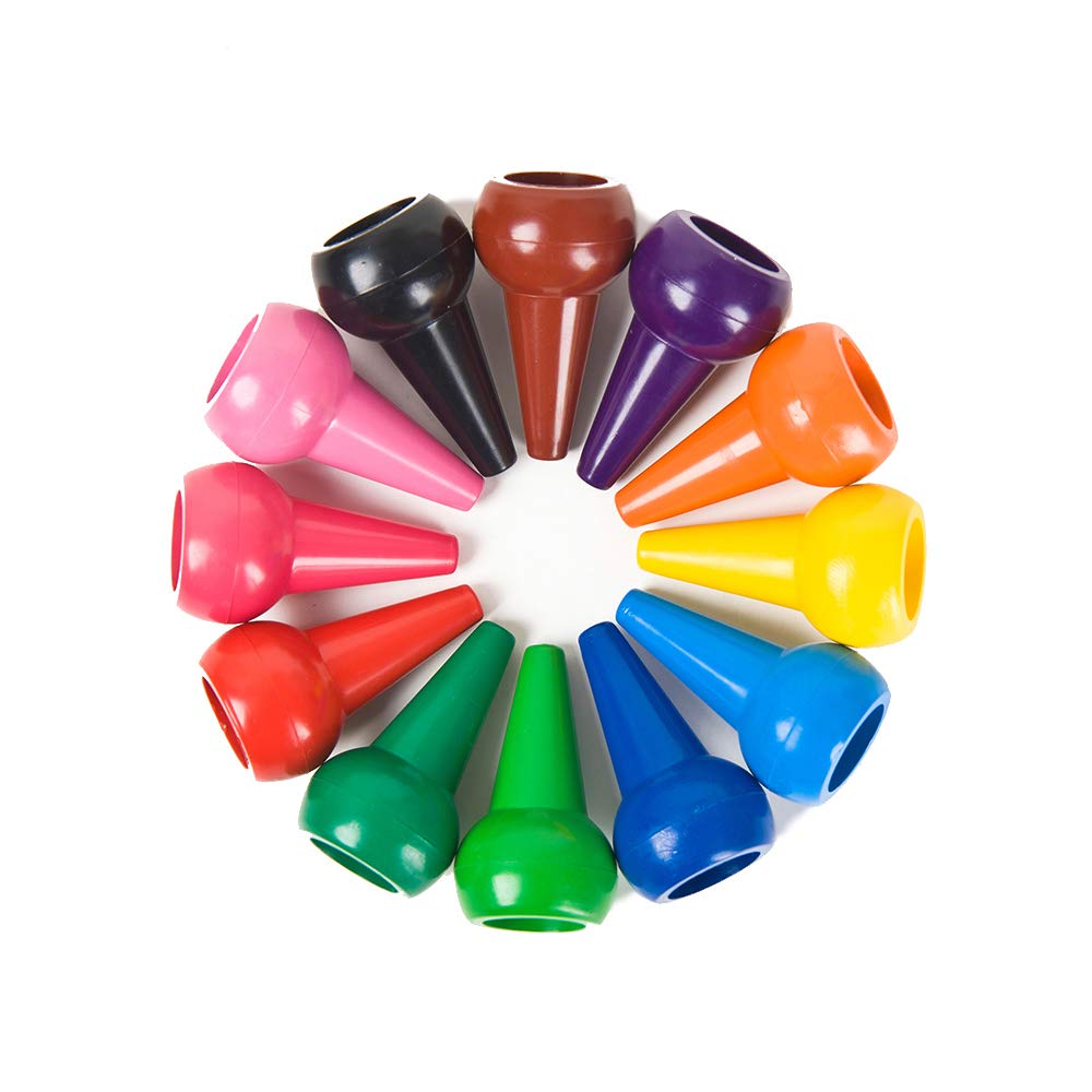 LECAMEBOR Finger Crayons, Non-Toxic Crayon for Kids Washable Palm-Grip Crayons 12 Colors Paint Crayon Sticks Stackable Toys for Boys and Girls