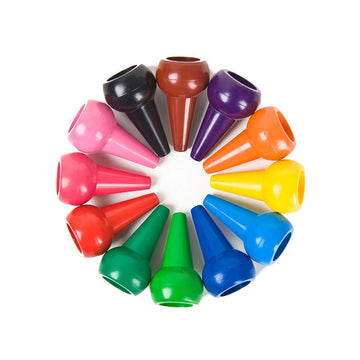 LECAMEBOR Finger Crayons, Non-Toxic Crayon for Kids Washable Palm-Grip Crayons 12 Colors Paint Crayon Sticks Stackable Toys for Boys and Girls