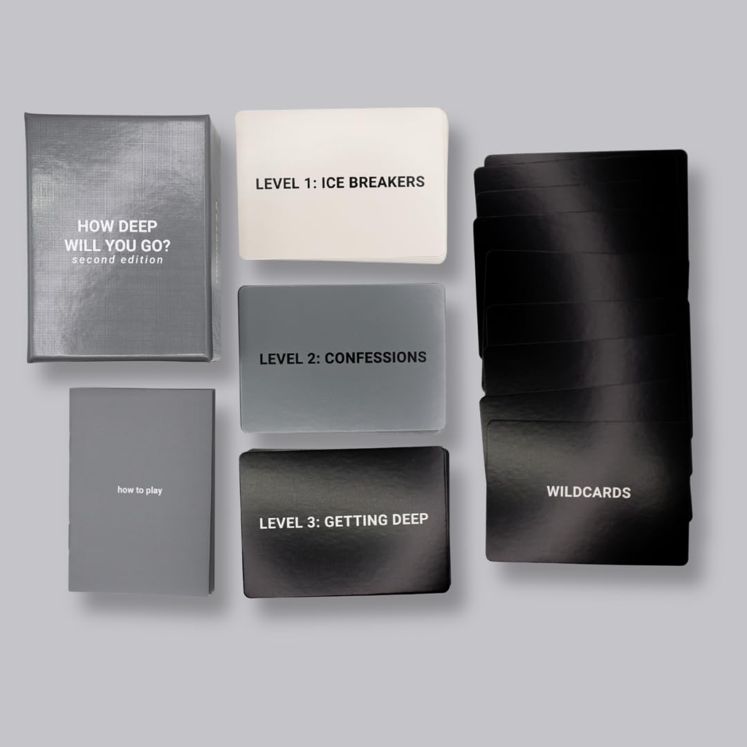 How Deep Will You Go? 2nd Edition Card Game - 99 Conversation Cards to Feel More Connected with Friends - for Adults, Teens, Strangers, and Groups