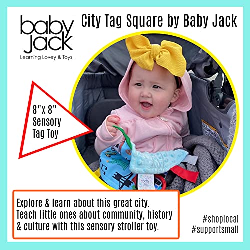Baby Jack & Co 8x8” Learning Lovey Atlanta Georgia Tag Toys for Babies - Baby Crinkle Toys - Soft & Safe - Learn USA Cities and Shapes - Ideal Baby