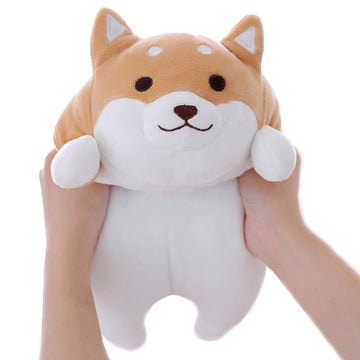 Shiba Inu Dog Plush Pillow, Cute Soft Corgi Stuffed Animals Doll Toys Gifts for Valentine, Christmas, Birthday, Bed, Sofa Chair (Brown Round Eye