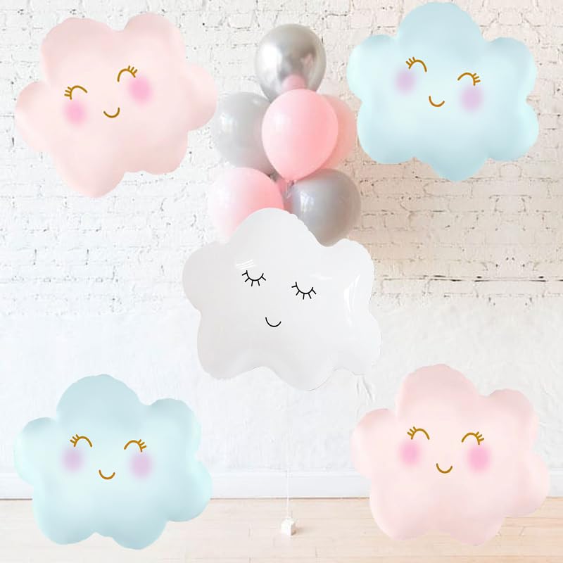 6PCS Cloud Balloons Foil Mylar Cloud Balloons for Birthday Party Decorations Supplies