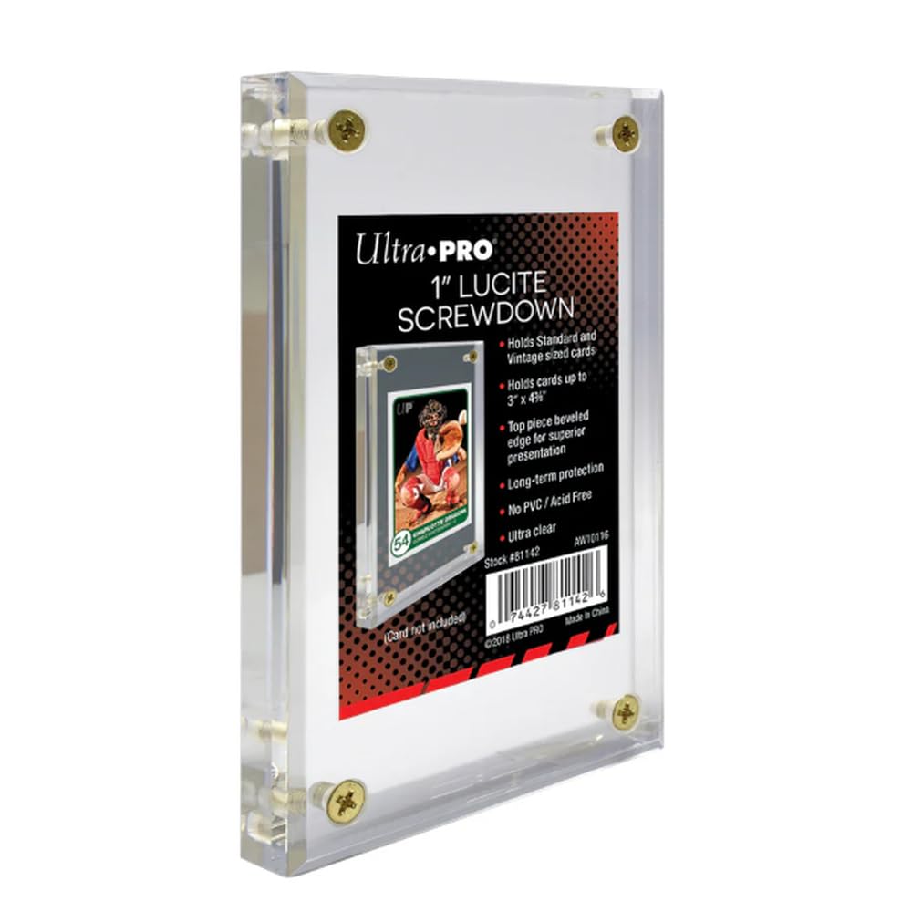 Ultra PRO Lucite Brik 1? Screwdown - Clear Acrylic Trading Card Holder with Four?Screw Closure, Premium Display Case for Standard Cards and Photos