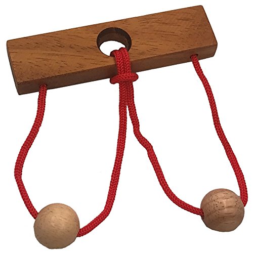Two Lovers String Rope Ring Puzzle - Wood IQ Brain Teaser Mind Game