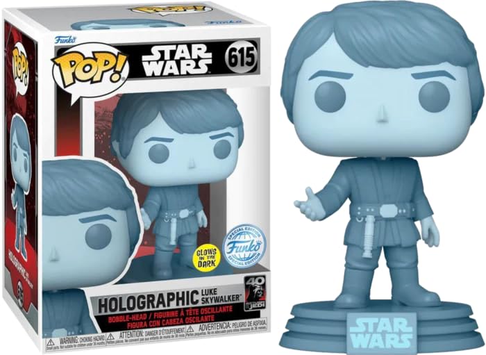 Star Wars Episode VI Return of The Jedi: Holographic Luke Skywalker 40th Anniversary Glow in The Dark Funko POP! Vinyl Figure…