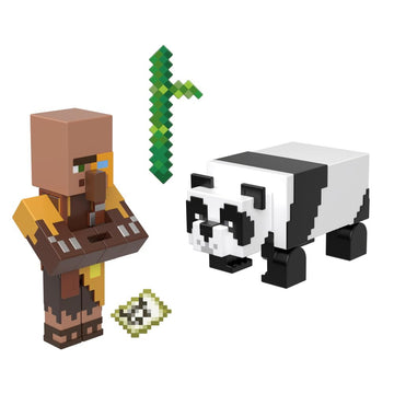 Minecraft Vanilla Action Figure Cartographer Jungle and Panda 3.25" Pack for Kids Ages 6 and Up