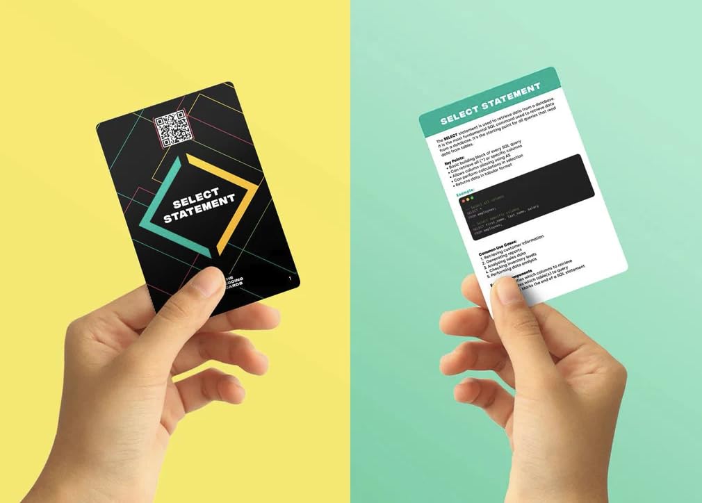 SQL Flashcards & NoSQL Flashcards | Database Concepts Study Cards for Beginners | Interview Prep for Software Engineers, Data Analysts & Students |