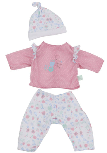 JC Toys | Berenguer Boutique | La Baby Doll Outfit | 3 Piece Pink and White Onesie|Washable| Ages 2+ | Fits Dolls 14"- 18"