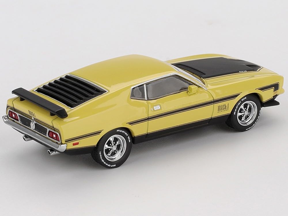 MINI GT Mach 1 Grabber Yellow with Black Hood and Stripes Limited Edition 1/64 Diecast Model Car MGT01139