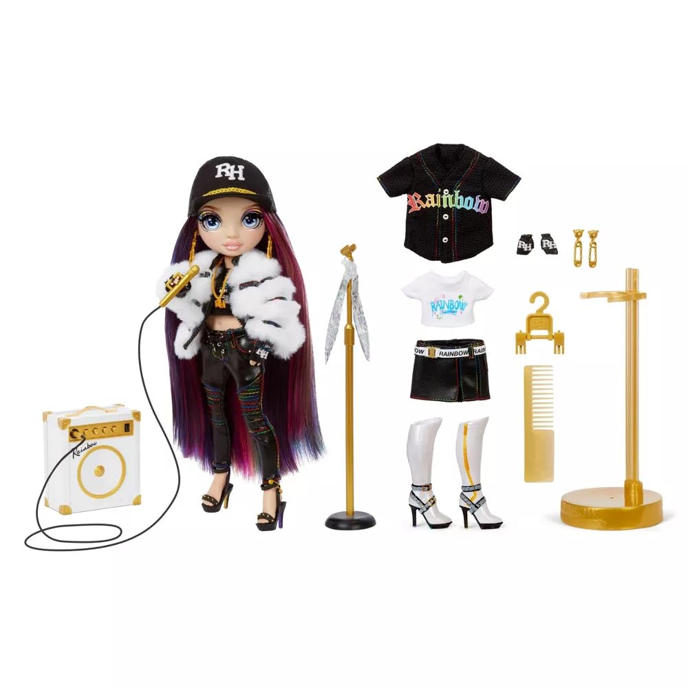 Rainbow High Rockstar Fashion Doll 2 Complete Outfits & Rockband Essentials Choose Carmen Major, Vanessa Tempo, Lyric Lucas (Lyric Lucas)