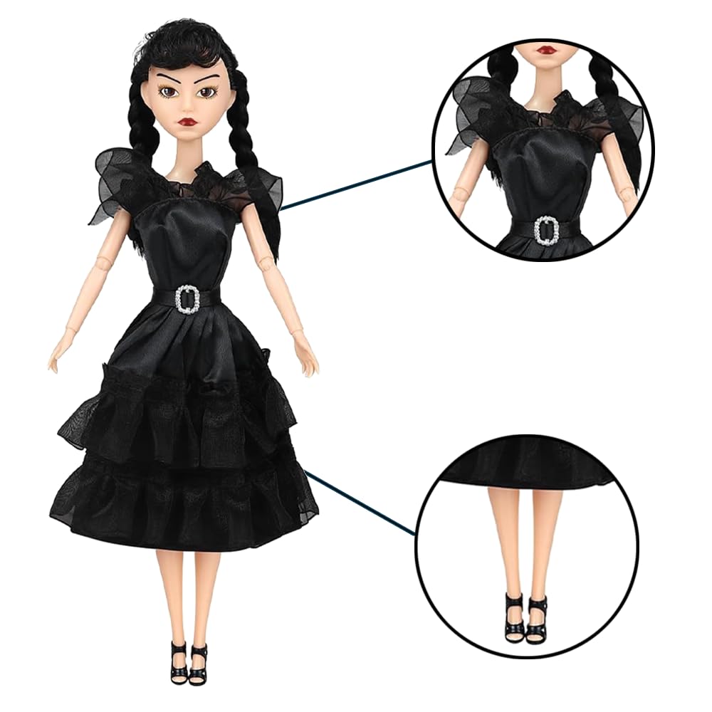Dumwick 11.5'' Adams Doll with Gift Box, High Heels, Black Dress, and Hair, Perfect Christmas and Birthdays Toy Gift for Girls & Fans(A1)
