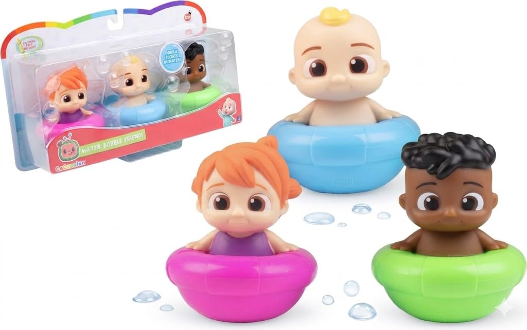 CoComelon Official Bath Toys 3-Pack for Toddlers - Mold-Free Floating Water Figures Featuring JJ, Cody & YoYo - Swimming Pool, Bathtub & Sensory