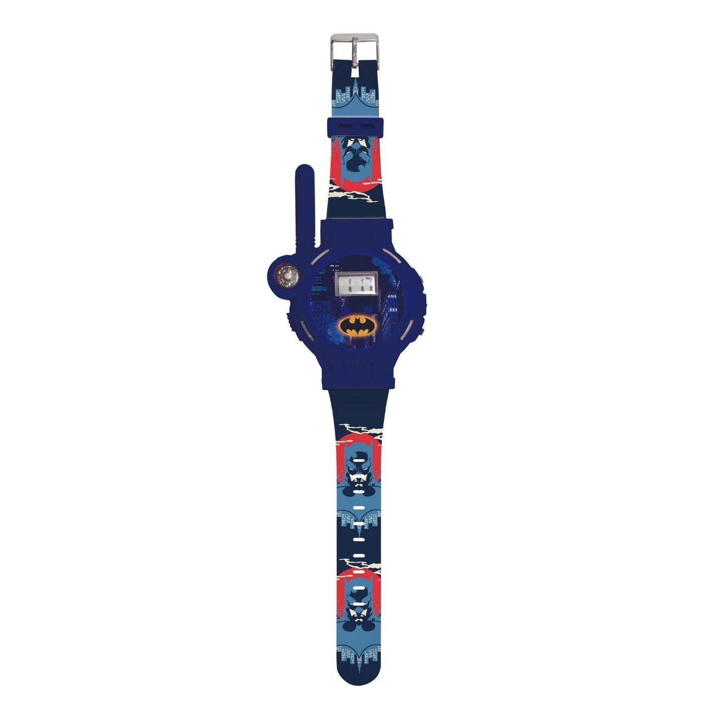 LEXiBOOK, Batman, Walkie-Talkie Watches, 2 Pieces, Range up to 200m, Flashlight, Compass, Rechargeable, Black/Green and Blue/Red, DMWTW1BAT