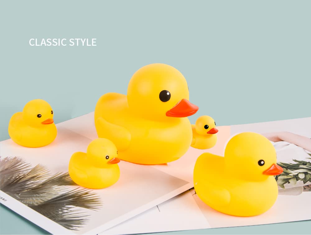 Bath Duck Toys 5 Pcs Rubber Duck Family Squeak Ducks Baby Shower Toy for Toddlers Boys Girls (Yellow Duck Family)
