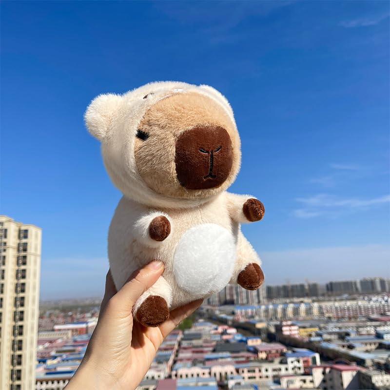 WUFUVAP Cute Capybara Plush Wearing Bear Costume Kawaii Capybara Stuffed Animal Soft Stuffed Capibara Toy Birthday Gifts Party Decoration for Kids