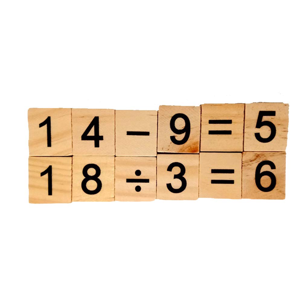 Vos Risus 100 PCS Wood Scrabble Tiles Numbers and Symbols for Crafts - DIY Wood Gift Decoration-Child Education Mathematical Calculation