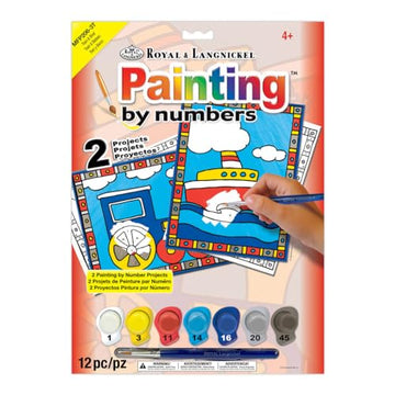 Royal Brush My First Paint by Number Kit, 8.75 by 11.375-Inch, Train and Boat, 2/pkg