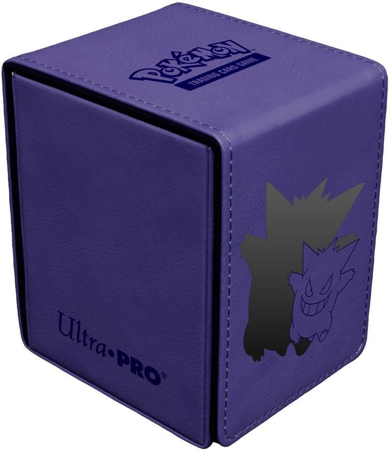 Ultra PRO - Gengar Premium Alcove Flip Deck Box for Pokémon TCG | Holds 100+ Double-Sleeved Cards, Debossed Leatherette Case with Magnetic Closure &