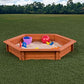 Hexagon Wooden Sandbox w Seat Boards | Eco-Friendly Cover & Ground Liner | 59" x 51" x 9" | 3/4" Cedar Boards | Easy DIY Assembly | Holds 300+ lbs