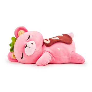 PlushGoals Food Coma Strawberry Bear Weighted Plush Teddy - 2.5 lb, 12"