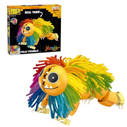 Brickcraft Poppy Playtime Chapter 4 Yarnaby Building Set with Real Yarn, 268 Piece Fully Posable Creature Action Figure, Collectible Horror Game
