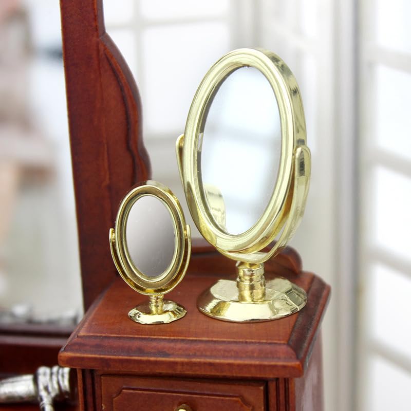 Gold 1/12 Miniature Mirror Dollhouse Decoration Accessories Dollhouse Decor