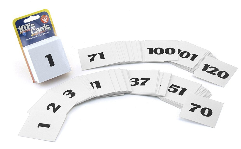 Hygloss 120-Pk Number Flashcards - Numbers 1-120, 2" x 2" White Cards - Numeracy Learning Card Kit