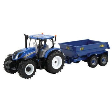 New Holland T6 Tractor with Trailer Playset, Collectable Toy Compatible with 1:32 Scale Farm Animals and Toys, Suitable for Children Age 3+, Red