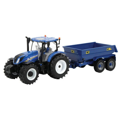 New Holland T6 Tractor with Trailer Playset, Collectable Toy Compatible with 1:32 Scale Farm Animals and Toys, Suitable for Children Age 3+, Red