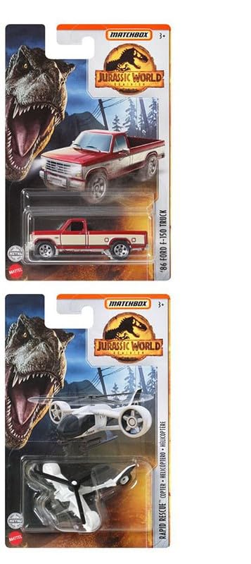 Matchbox Jurassic World Dominion 2022 Complete Bundle of 6 Diecast Vehicles from FMW90-956P Release Bundle