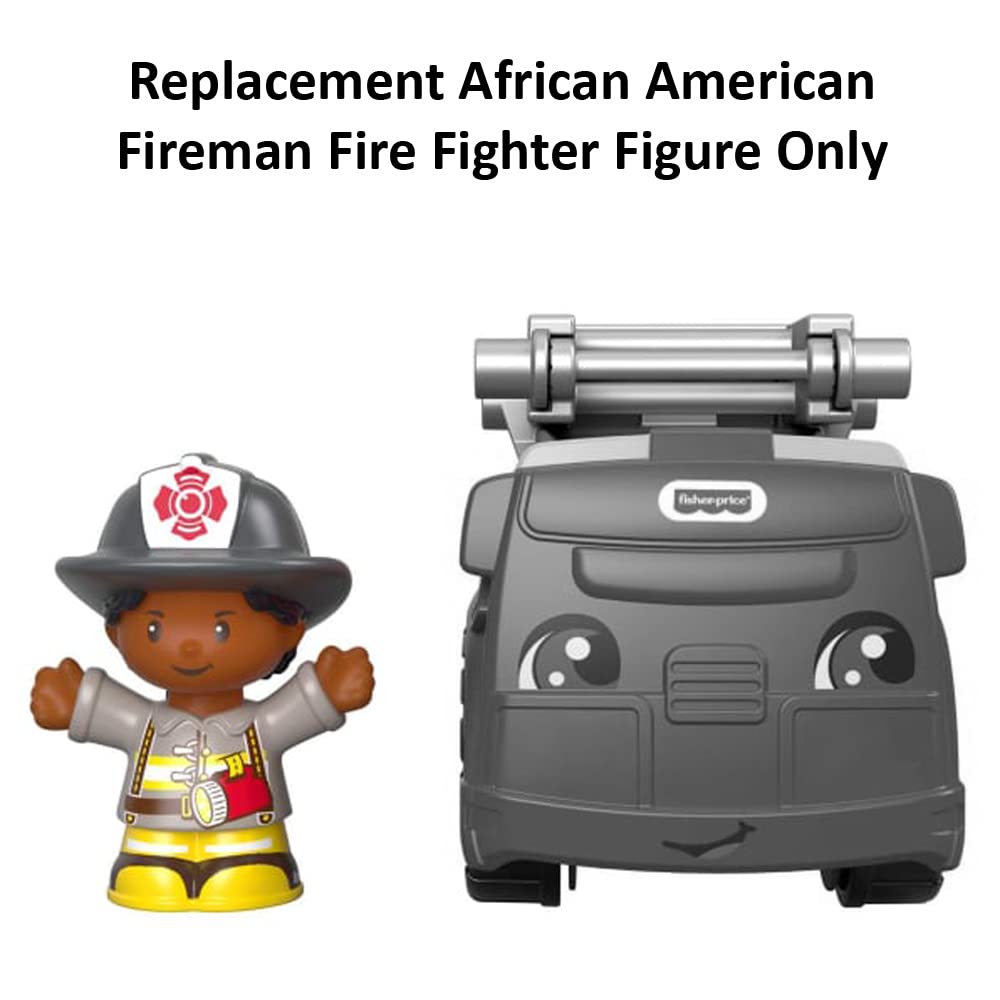 Replacement Part for Fisher-Price Little People to The Rescue Fire Truck Playset - GGT34 ~ Replacement African American Fireman Fire Fighter Figure ~