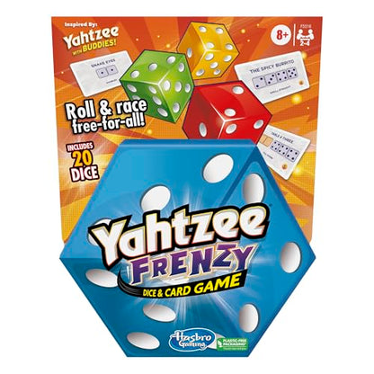 Hasbro Gaming Yahtzee Frenzy Dice & Card Game, Fast-Paced Dice Game, Card Games for Families and Kids, Easy to Learn Family Games, for 2 to 4 Players