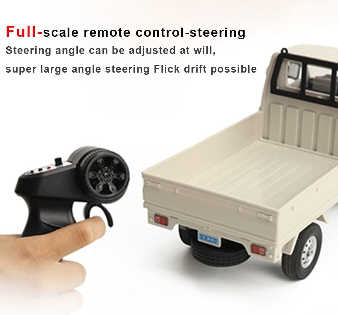 Wodoochey WPL D12Mini Kei Truck RC Car 1/16 2.4Ghz Remote Control Rock Crawler Off Road Truck with Brushed Motor, LED Headlights, Middle Engine Rear