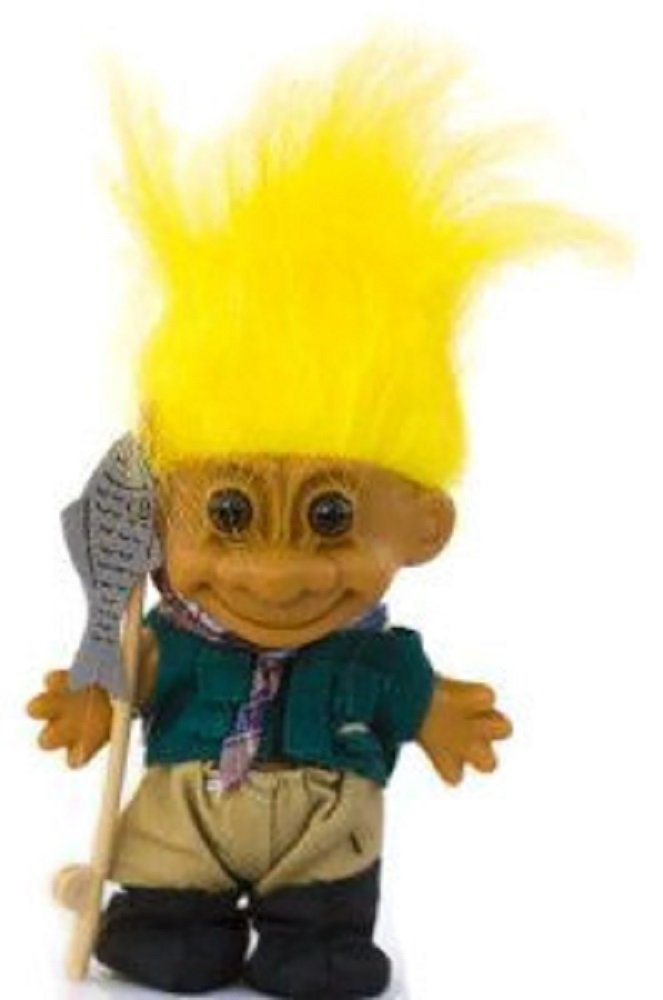My Lucky Troll FISHERMAN Troll Doll (Yellow Hair)