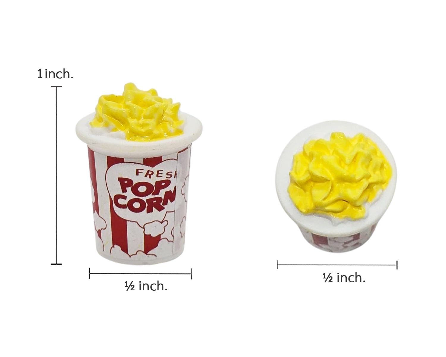 ChangThai Design Tiny Popcorn Bucket - Realistic Mini Handmade Polymer Clay Food Model Replica Red Bucket Miniature Art Decorative Collectible