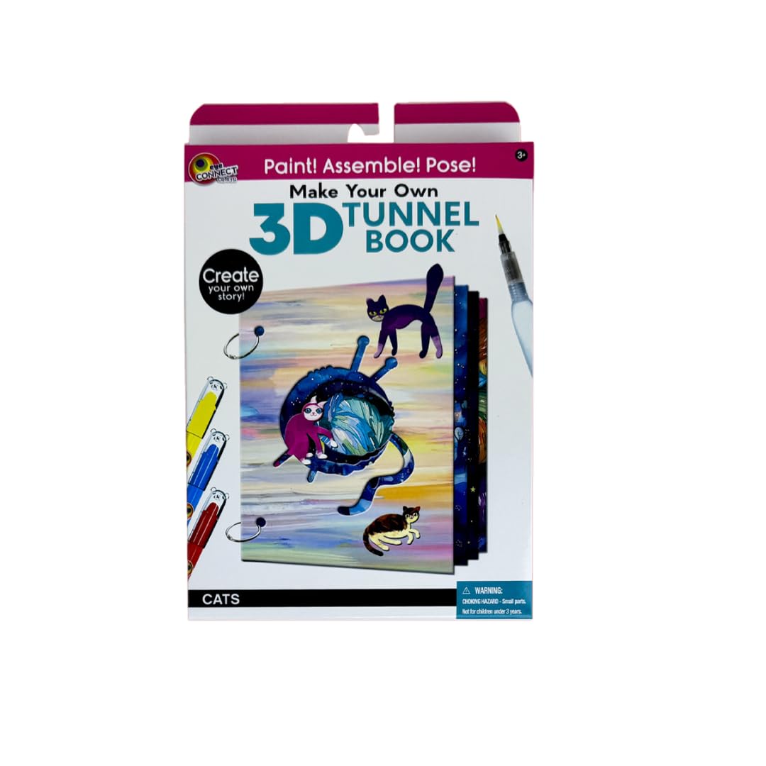 EyeConnect Crafts Make Your Own 3D Tunnel Book | Mini DIY Book Art & Craft Kit | Build, Paint & Draw Your Own Book with Mini Animals | Award-Winning